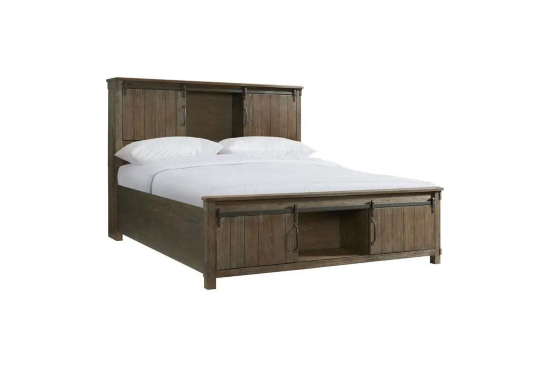 Mor Furniture Scott Storage Bed, Dresser, Mirror & Nightstand In Walnut, Queen