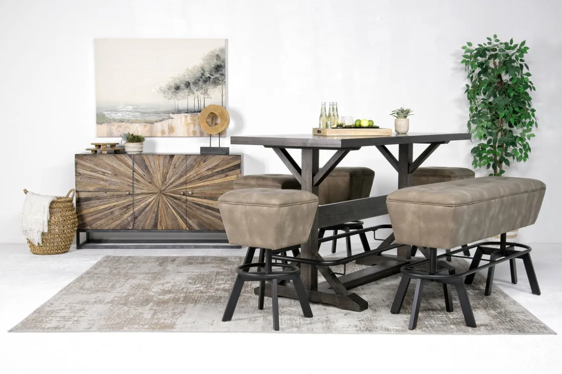 Mor Furniture Sequoia Bar Height Dining Table, 4 Stool & Bench In Espresso