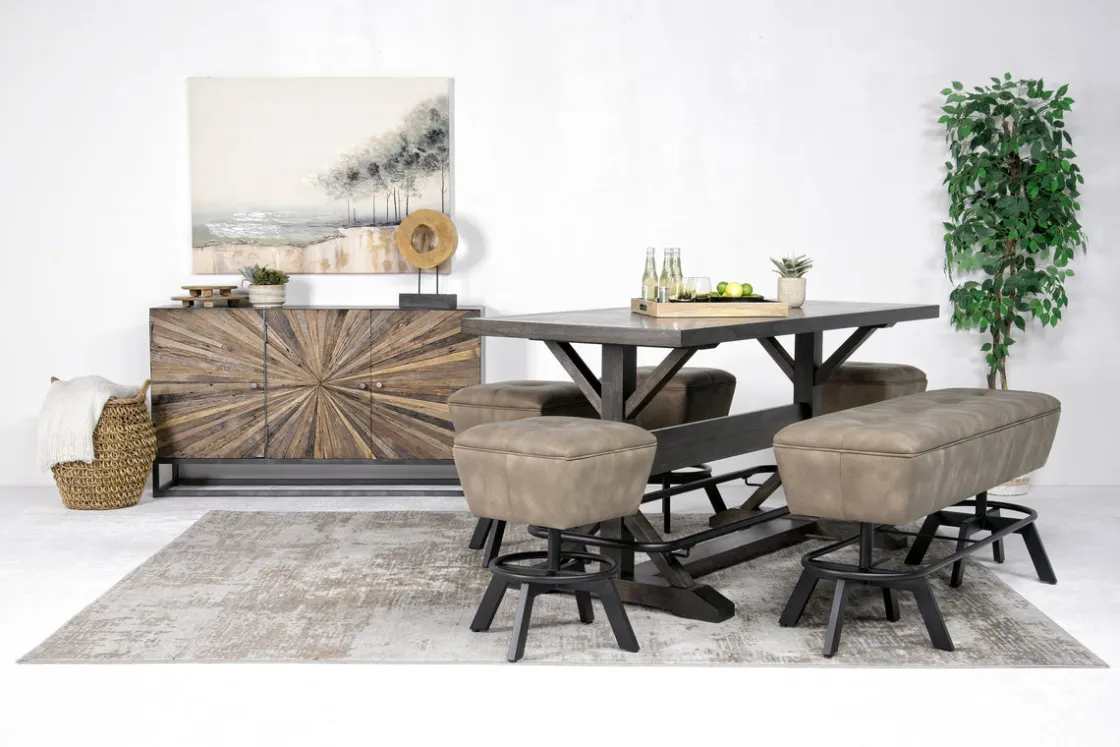 Mor Furniture Sequoia Counter Height Dining Table, 4 Stools & Bench In Espresso