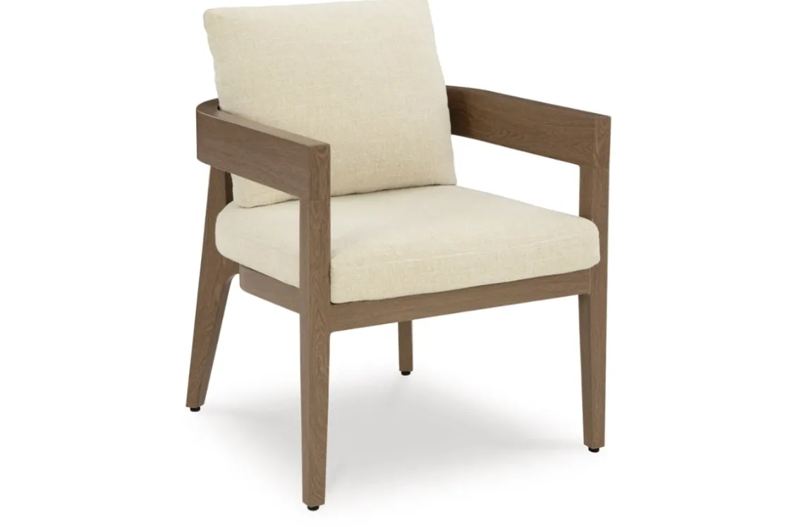 Mor Furniture Serene Bay Outdoor Dining Table & 4 Arm Chairs In Dark Brown