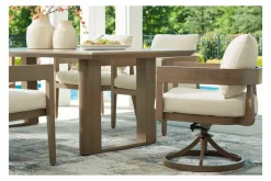 Mor Furniture Serene Bay Outdoor Dining Table & 4 Arm Chairs In Dark Brown