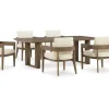 Mor Furniture Serene Bay Outdoor Dining Table & 6 Arm Chairs In Dark Brown