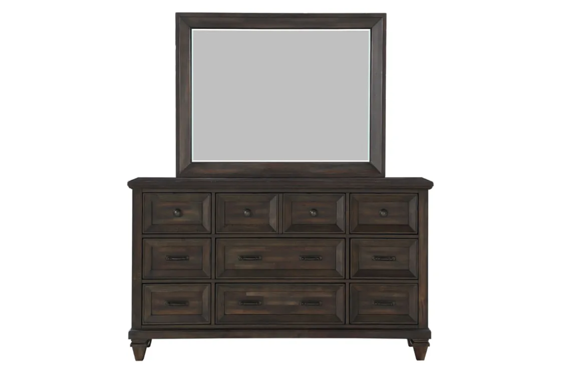 Mor Furniture Sevilla Panel Bed, Dresser, Mirror & Nightstand In Walnut, Queen