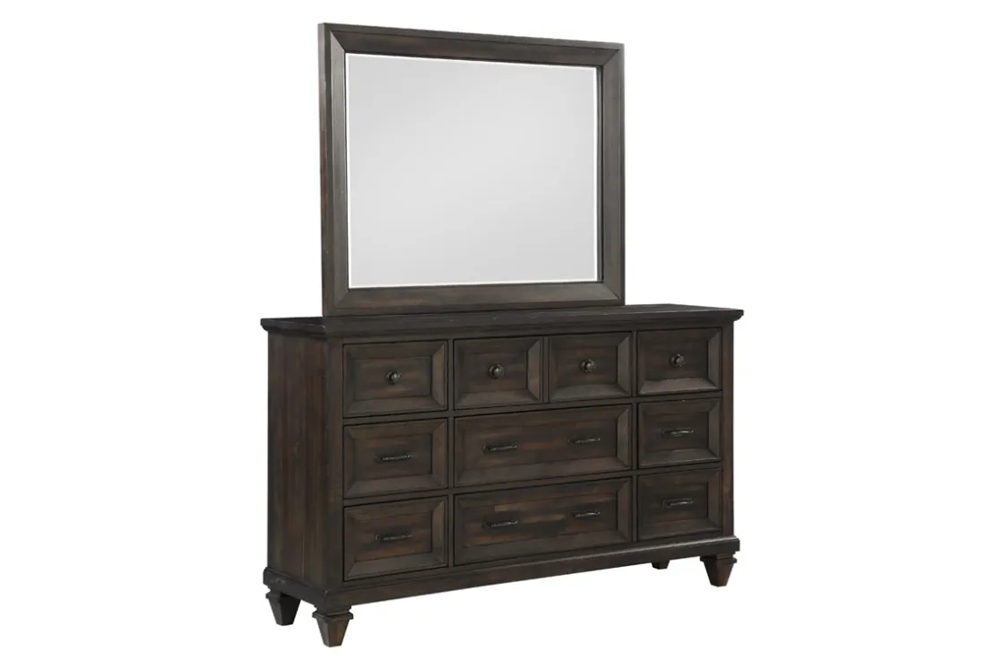 Mor Furniture Sevilla Panel Bed, Dresser, Mirror & Nightstand In Walnut, Queen