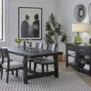 Mor Furniture Shelby Trestle Dining Table & 4 Wood Back Chairs In Coffee Bean