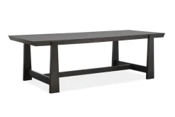 Mor Furniture Shelby Trestle Dining Table & 6 Wood Back Chairs In Coffee Bean