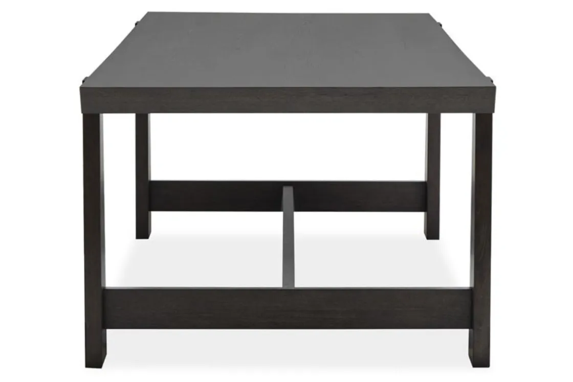 Mor Furniture Shelby Trestle Dining Table & 6 Wood Back Chairs In Coffee Bean