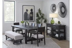 Mor Furniture Shelby Trestle Dining Table, 4 Wood Back Chairs & Bench In Coffee Bean