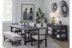 Mor Furniture Shelby Trestle Dining Table, 4 Wood Back Chairs & Bench In Coffee Bean