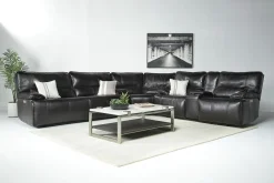 Mor Furniture Sofia 3 Piece 3 Power Sectional In Brown Leather