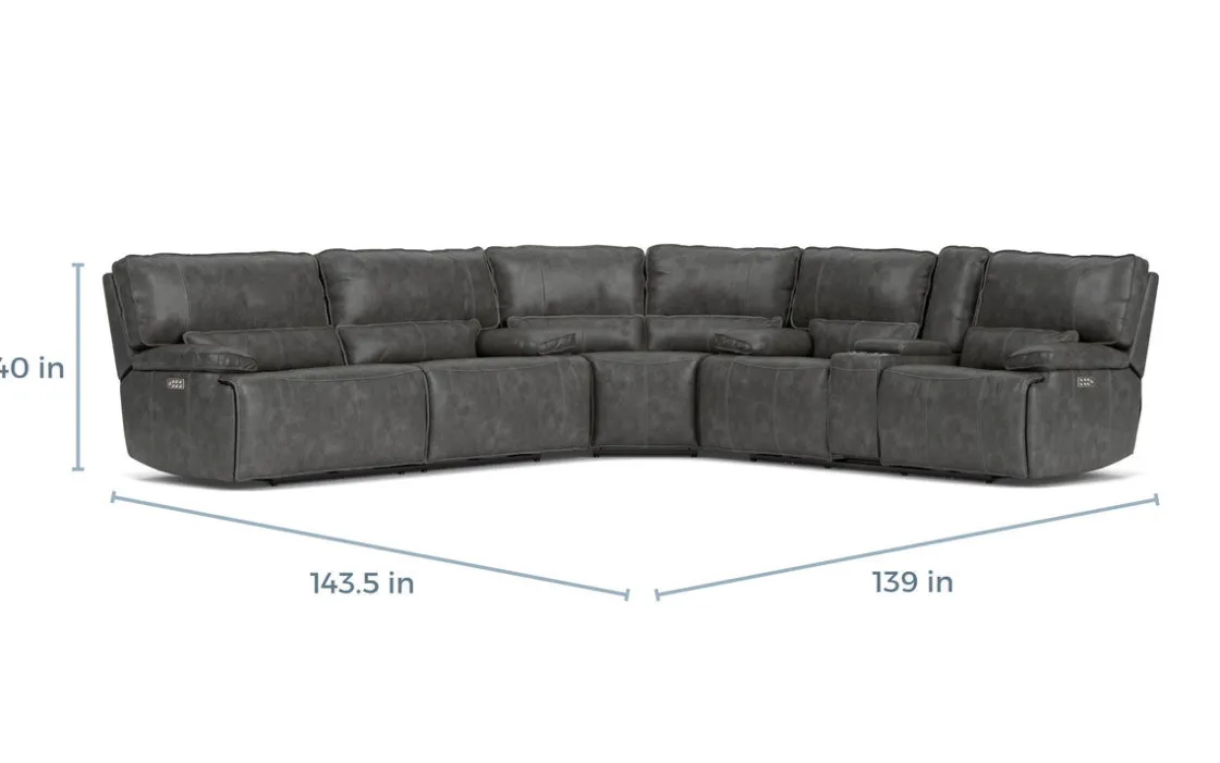 Mor Furniture Sofia 3 Piece 3 Power Sectional In Brown Leather