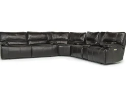 Mor Furniture Sofia 3 Piece 3 Power Sectional In Brown Leather