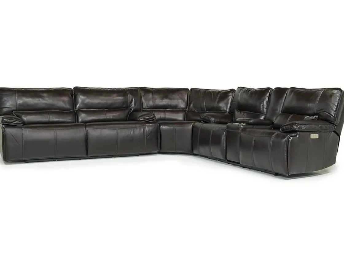 Mor Furniture Sofia 3 Piece 3 Power Sectional In Brown Leather