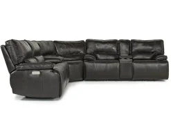Mor Furniture Sofia 3 Piece 3 Power Sectional In Brown Leather