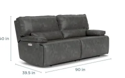 Mor Furniture Sofia 3 Power Sofa In Brown Leather