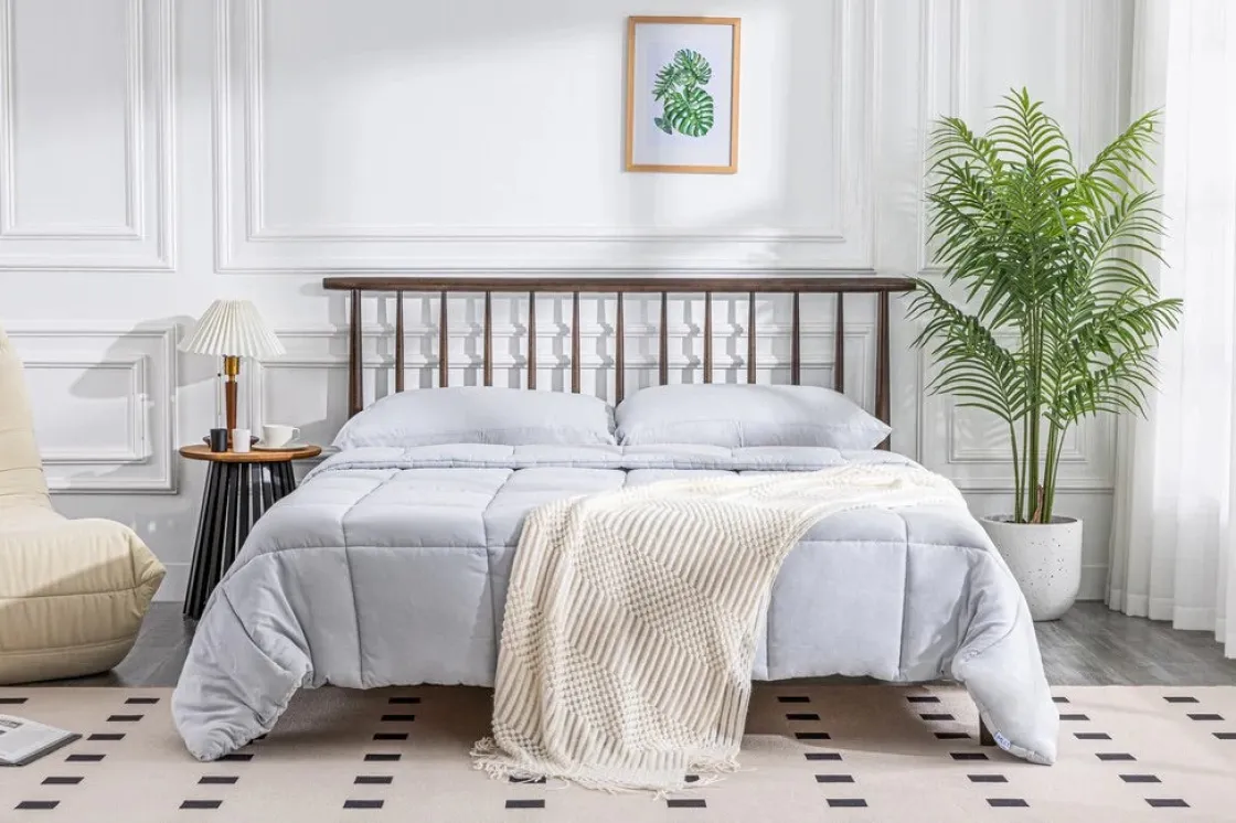 Mor Furniture Soft Washed Down Alternative Comforter In Gray, Queen