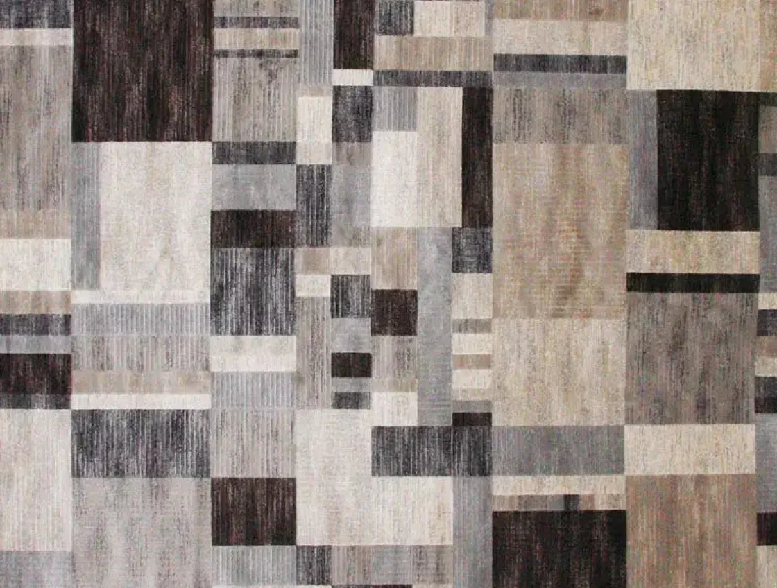 Mor Furniture Sonoma Grove Rug In Ivory & Gray Layered Squares, 5’ X 8’