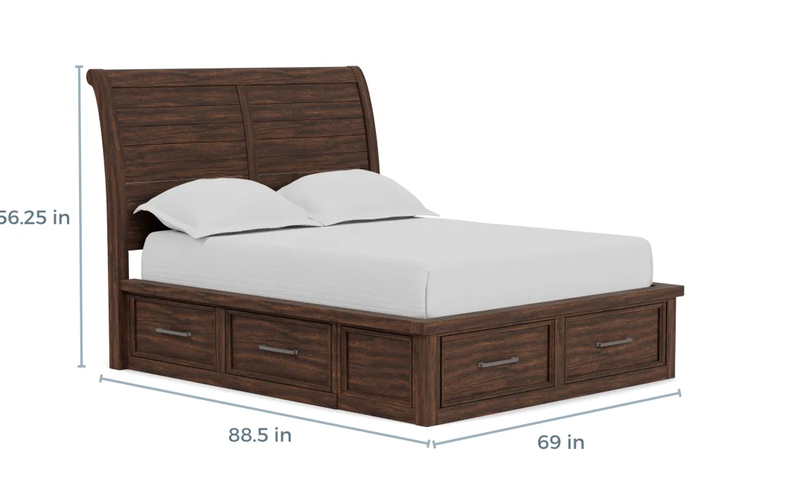 Mor Furniture Sonora Sleigh Bed W/ Storage In Brown, Queen