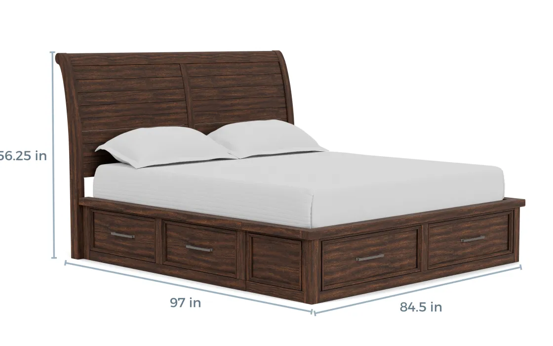 Mor Furniture Sonora Sleigh Bed W/ Storage In Brown, Queen