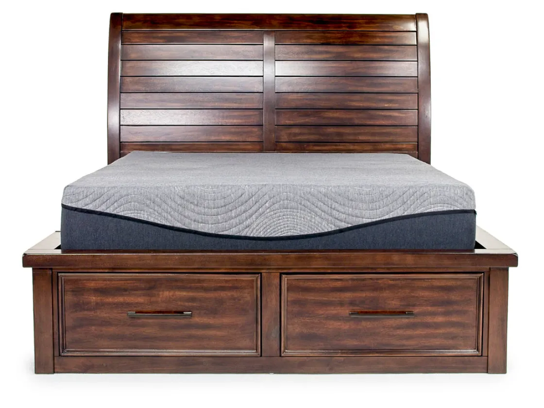 Mor Furniture Sonora Sleigh Bed W/ Storage, Dresser, Mirror & Nightstand In Brown, Queen