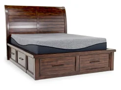 Mor Furniture Sonora Sleigh Bed W/ Storage, Dresser, Mirror & Nightstand In Brown, Queen