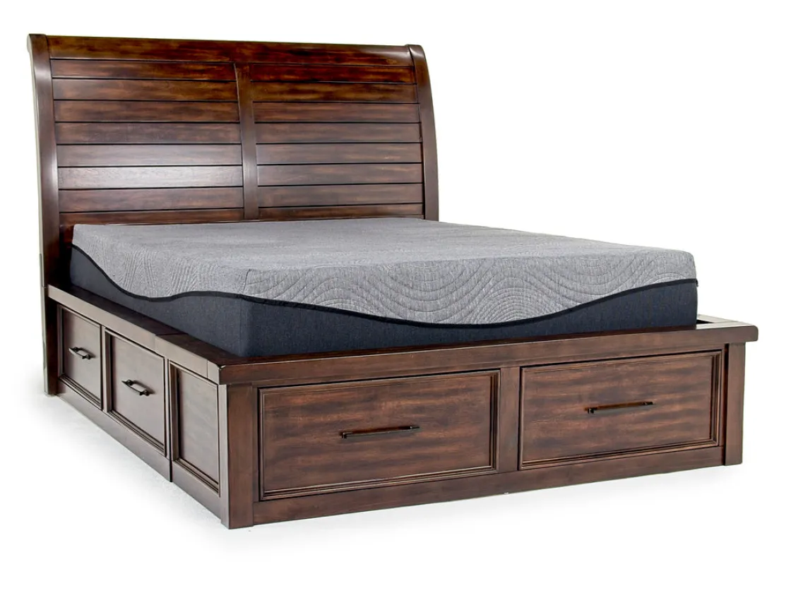 Mor Furniture Sonora Sleigh Bed W/ Storage, Dresser, Mirror & Nightstand In Brown, Queen