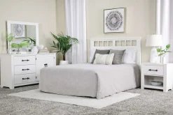 Mor Furniture St Regis Panel Headboard, Dresser, Mirror & Nightstand In White, Twin