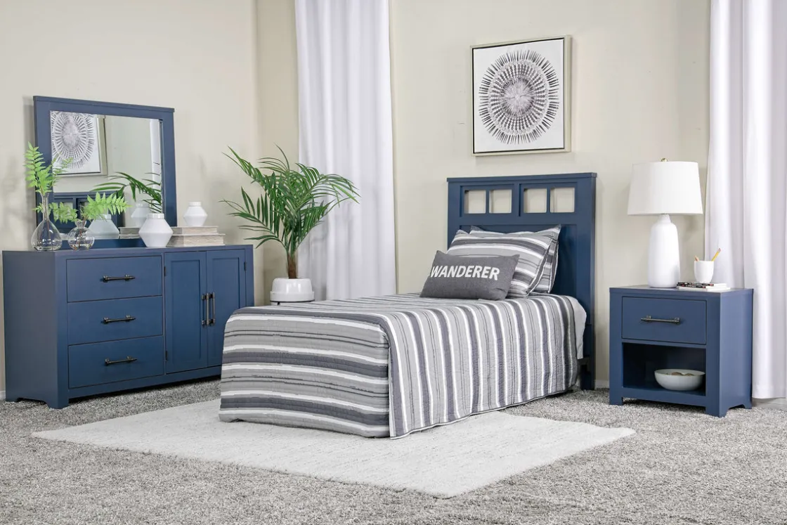 Mor Furniture St Regis Panel Headboard, Dresser, Mirror & Nightstand In White, Twin