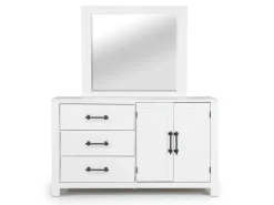Mor Furniture St Regis Panel Headboard, Dresser, Mirror & Nightstand In White, Twin