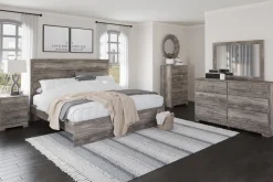 Mor Furniture Stelsie Panel Bed, Dresser, Mirror & Nightstand In Gray, Full