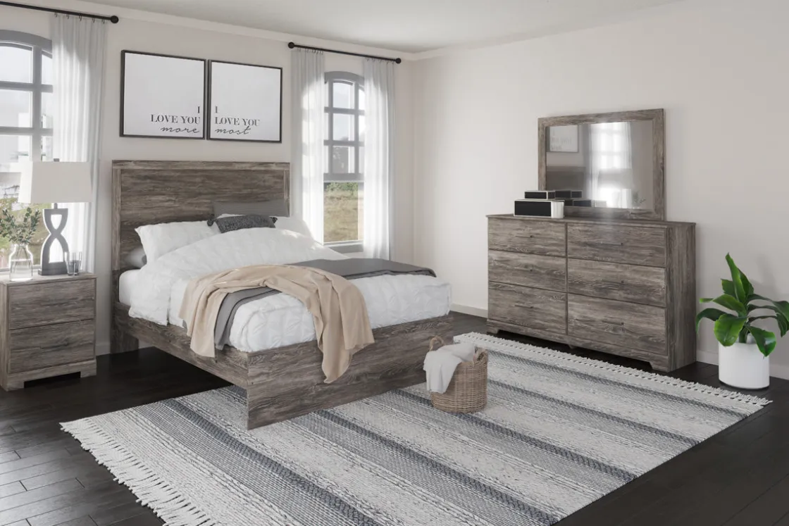 Mor Furniture Stelsie Panel Bed, Dresser, Mirror & Nightstand In Gray, Full