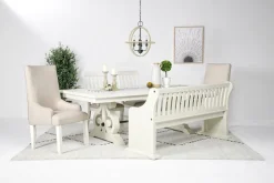 Mor Furniture Stone Dining Bench W/ Storage In White