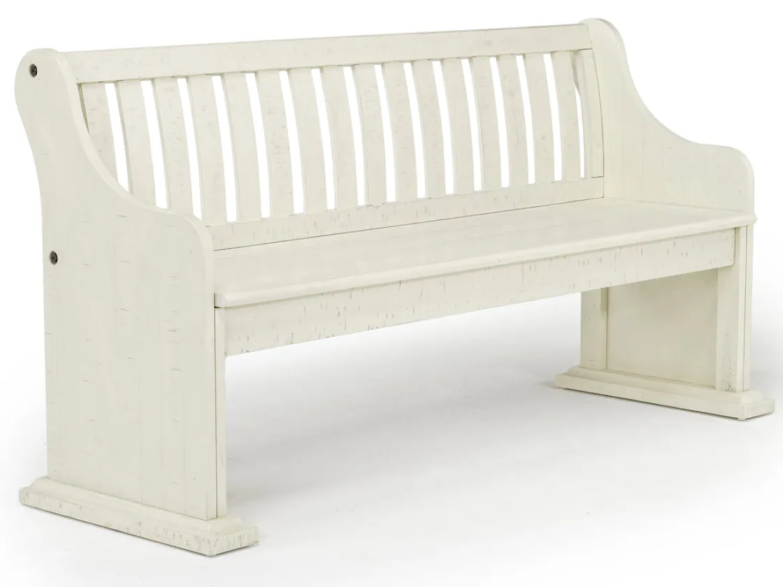 Mor Furniture Stone Dining Bench W/ Storage In White