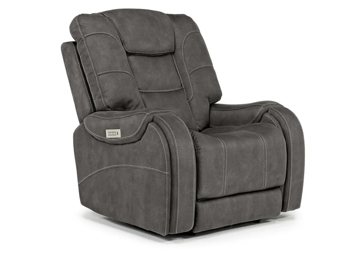 Mor Furniture Str 3 Power Recliner W/ Wireless Charger In Gunmetal