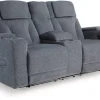 Mor Furniture Studio Cave 2 Power Console Loveseat In Steel