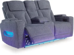 Mor Furniture Studio Cave 2 Power Console Loveseat In Steel
