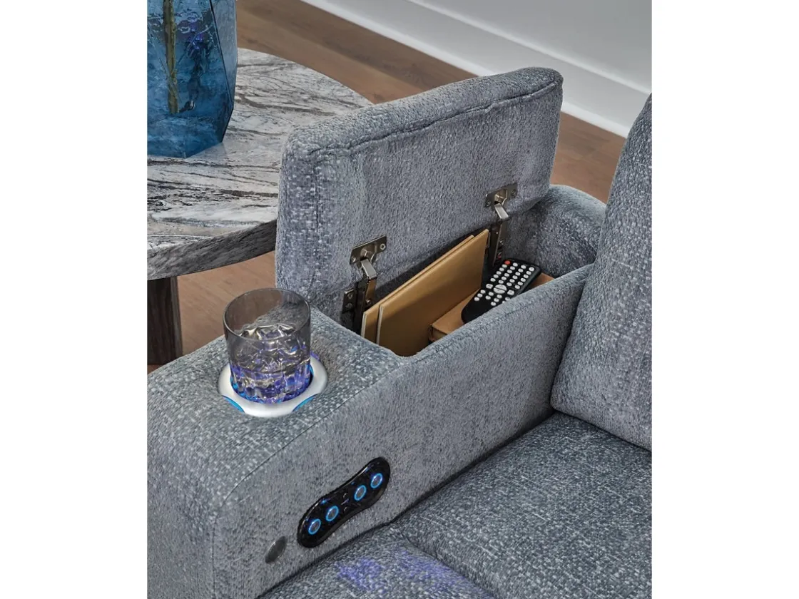 Mor Furniture Studio Cave 2 Power Console Loveseat In Steel