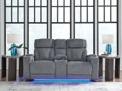 Mor Furniture Studio Cave 2 Power Console Loveseat In Steel