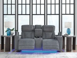 Mor Furniture Studio Cave 2 Power Console Loveseat In Steel