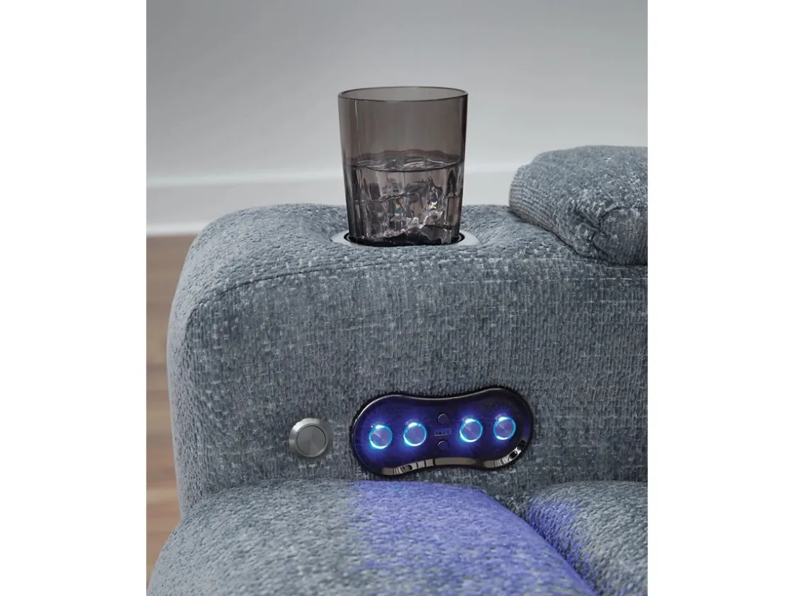 Mor Furniture Studio Cave 2 Power Console Loveseat In Steel