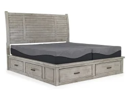 Mor Furniture Sullivan Panel Bed W/ Storage, Dresser, Mirror & Nightstand In Drift Gray, Queen