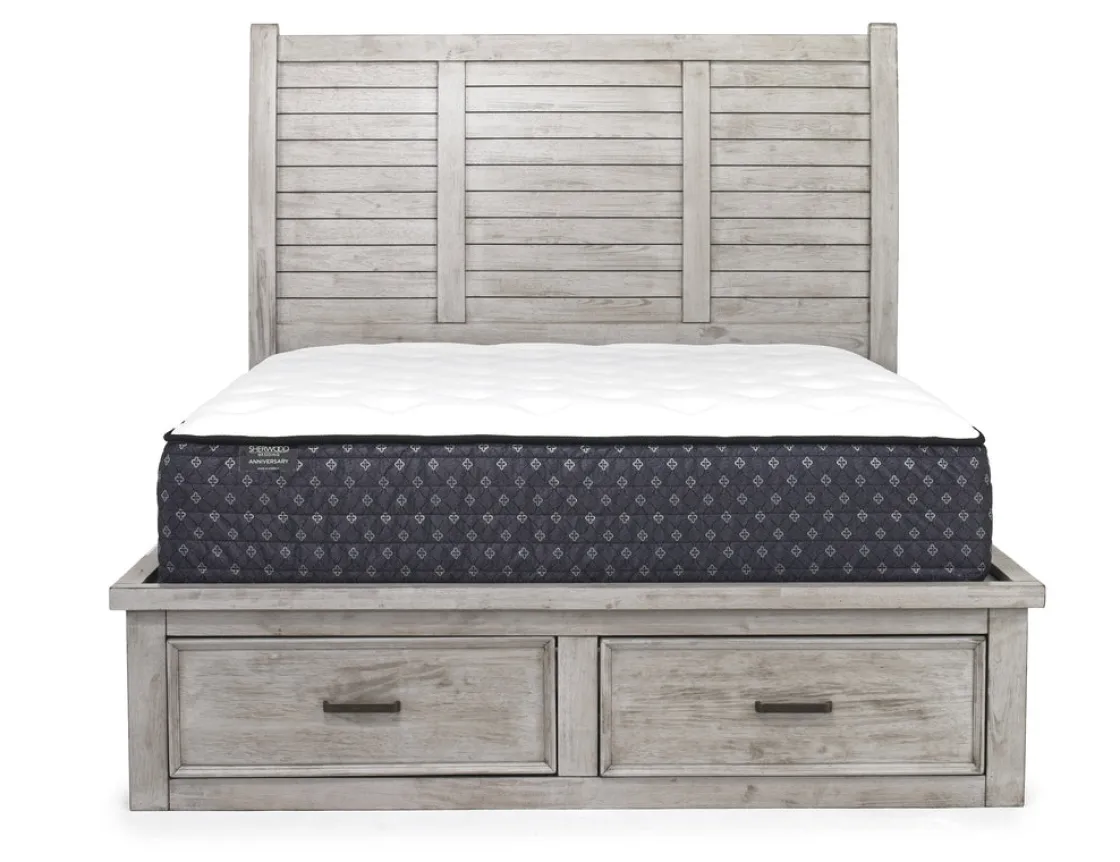Mor Furniture Sullivan Panel Bed W/ Storage In Drift Gray, Queen