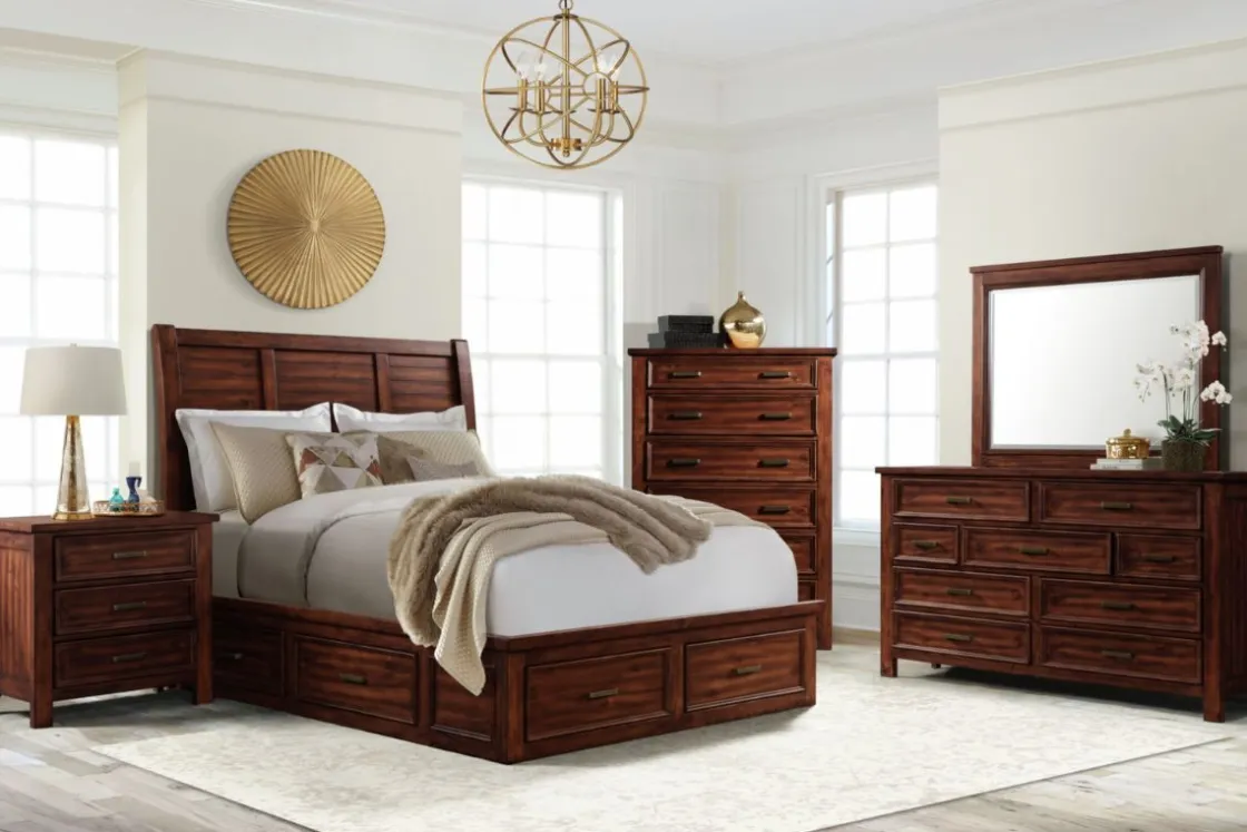 Mor Furniture Sullivan Panel Bed W/ Storage In Drift Gray, Queen