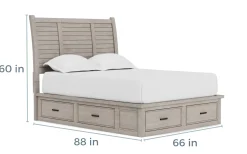Mor Furniture Sullivan Panel Bed W/ Storage In Drift Gray, Queen