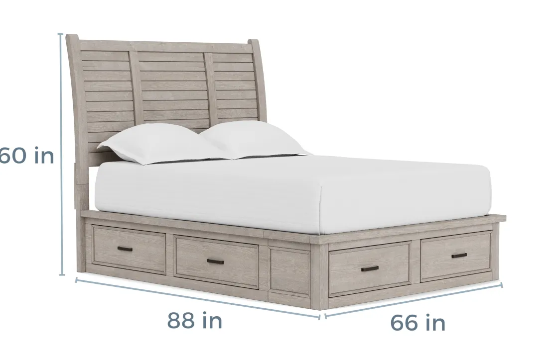 Mor Furniture Sullivan Panel Bed W/ Storage In Drift Gray, Queen