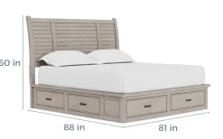 Mor Furniture Sullivan Panel Bed W/ Storage In Drift Gray, Queen