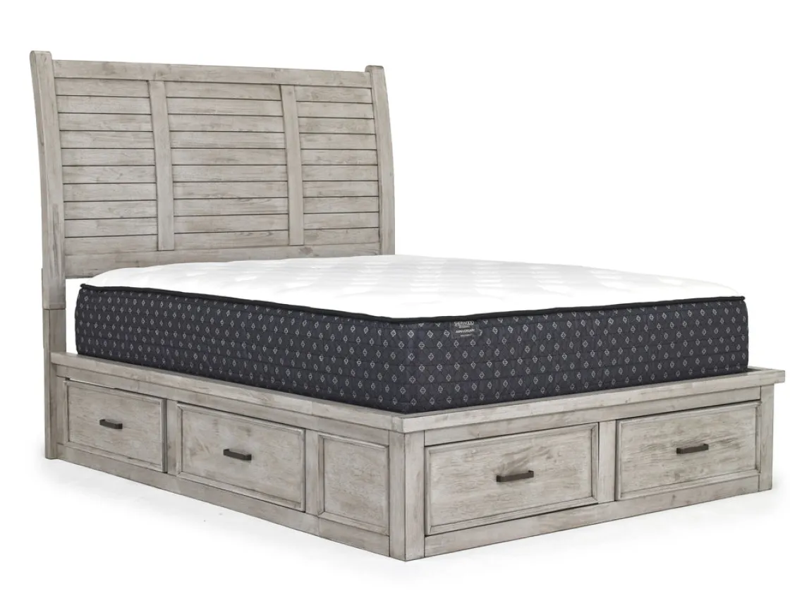 Mor Furniture Sullivan Panel Bed W/ Storage In Drift Gray, Queen