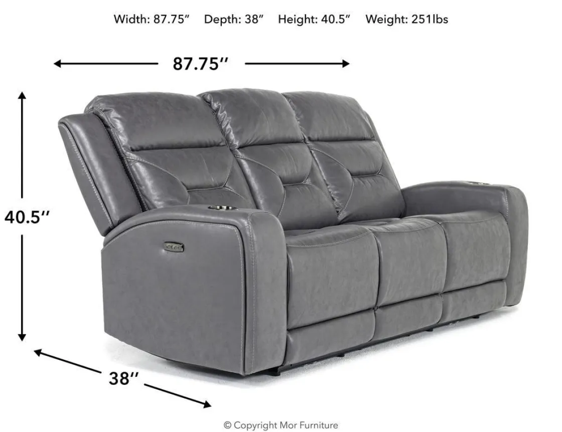 Mor Furniture Tahoe 2 Power Sofa In Charcoal
