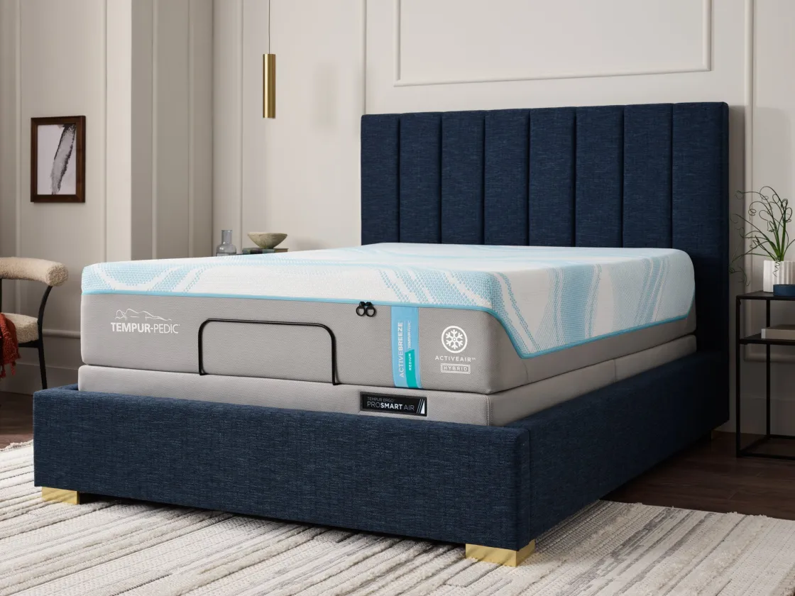 Mor Furniture Tempur-Pedic® Activebreeze® Ii Medium Hybrid Mattress & Ergo Pro Smart Air Adjustable Foundation, Twin Xl
