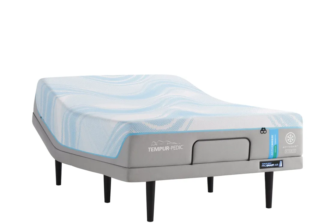 Mor Furniture Tempur-Pedic® Activebreeze® Ii Medium Hybrid Mattress & Ergo Pro Smart Air Adjustable Foundation, Twin Xl